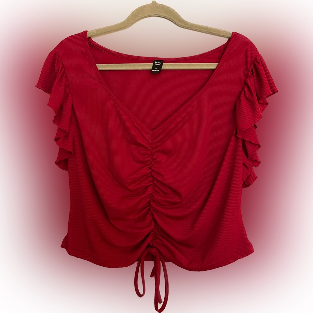 Red Flutter Sleeve Women’s Crop Top